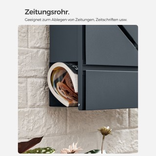 SONGMICS Γραμματοκιβώτιο Τοίχου σε Ανθρακί Χρώμα,41 x 11,5 x 32 cm ...