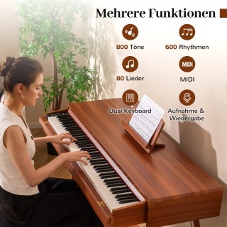 Costway Ψηφιακό Πιάνο με 88 Βαρυκεντρισμένα Πλήκτρα και Συρταρωτό Σ...