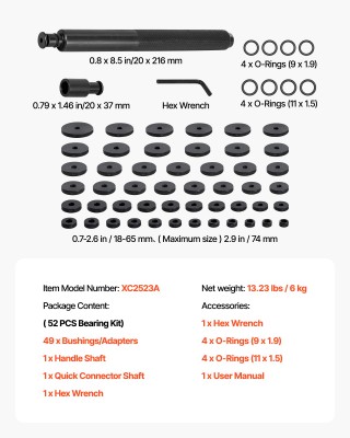 VEVOR Σύνολο Εργαλείων Αφαίρεσης & Τοποθέτησης Ρουλεμάν, 52 Τεμαχίω...