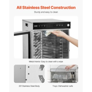 VEVOR Αποξηραντής Τροφίμων 12 Δίσκων Ανοξείδωτος 800W SGHGJ800W12CK... VEVOR Αποξηραντής Τροφίμων 12 Δίσκων Ανοξείδωτος 800W SGHGJ800W12CK...