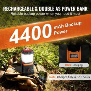 VEVOR  Επαναφορτιζόμενος Φακός LED 1000LM για Κάμπινγκ  YTSBXLEDYYD...