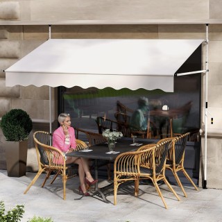 Costway Ρυθμιζόμενη Λευκή Βαλκονόσκια χωρίς Διάτρηση με Χειροκίνητη...