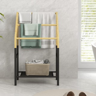 HOMCOM Επιδαπέδια Κρεμάστρα Πετσετών με 3 Μπάρες και Κάτω Ράφι από ...