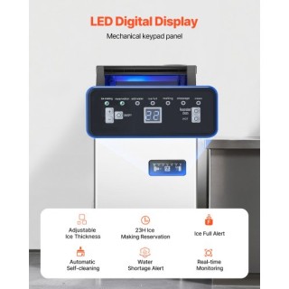 VEVOR Εμπορική Παγομηχανή Ελεύθερης Τοποθέτησης 120lbs/24H 36 Παγάκ...