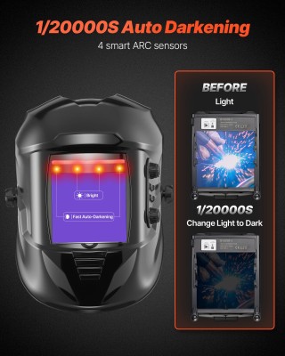 VEVOR Αυτόματη Σκούρα Μάσκα Συγκόλλησης, Οθόνη 100 x 95 mm QJHJTKLH...