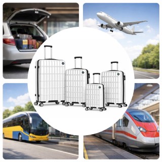 PROVITERA Σετ 4 Βαλίτσες Σκληρό Κέλυφος Λευκές Τρόλεϊ Ταξιδιού με Ρ...