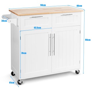 Costway Πολυλειτουργικό Καρότσι Κουζίνας από Καουτσούκ και Πεύκο HW... Costway Πολυλειτουργικό Καρότσι Κουζίνας από Καουτσούκ και Πεύκο HW...