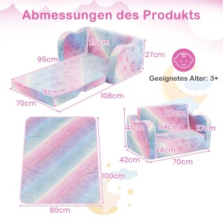 Costway Παιδικός Καναπές-Κρεβάτι με Κουβέρτα, Φωσφορίζων Flanell Υλ...