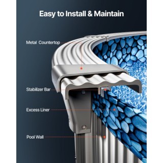 VEVOR Στρογγυλή Επένδυση Πισίνας 30ft, Στυλ Overlap, Ύψος Τοίχου 54... VEVOR Στρογγυλή Επένδυση Πισίνας 30ft, Στυλ Overlap, Ύψος Τοίχου 54...