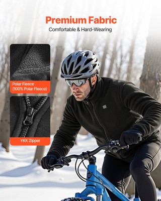 VEVOR Θερμαινόμενο Ανδρικό Μπουφάν Fleece με 6 Ζώνες Θέρμανσης, Μπα...