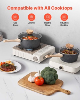 VEVOR Πολυχρηστική Κατσαρόλα 1.5 & 2.5 QT με Καπάκια – Μη Κολλητική...