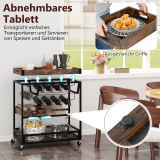 Costway Πολυλειτουργικό Σερβιτόρος Vintage Καροτσάκι Κουζίνας με Α... Costway Πολυλειτουργικό Σερβιτόρος Vintage Καροτσάκι Κουζίνας με Α...