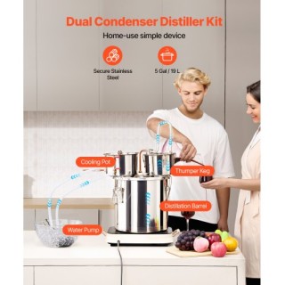 VEVOR Αποστακτήρας Αλκοόλ 5 Γαλόνια με Δοχείο Θόρυβο & Αντλία Νερο... VEVOR Αποστακτήρας Αλκοόλ 5 Γαλόνια με Δοχείο Θόρυβο & Αντλία Νερο...