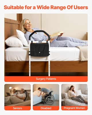 VEVOR Ρυθμιζόμενο Σιδερένιο Κρεβατοκάγκελο με Αντιολισθητική Λαβή T...