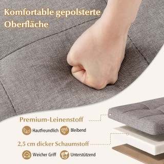 Costway  Λινό Σκαμπό Αποθήκευσης με Άνετο Μαξιλάρι και Ξύλινα Πόδια...