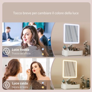HOMCOM Καθρέφτης Μακιγιάζ με Διπλό Επίπεδο Ρυθμιζόμενου Φωτισμού, Π... HOMCOM Καθρέφτης Μακιγιάζ με Διπλό Επίπεδο Ρυθμιζόμενου Φωτισμού, Π...