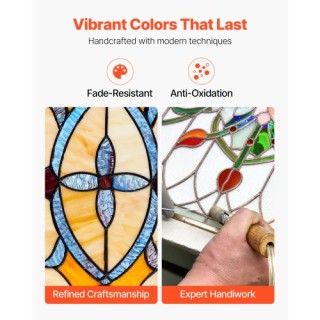 VEVOR Έγχρωμο Γυάλινο Κρεμαστό Παράθυρο Τύπου Tiffany με Αλυσίδα 32...