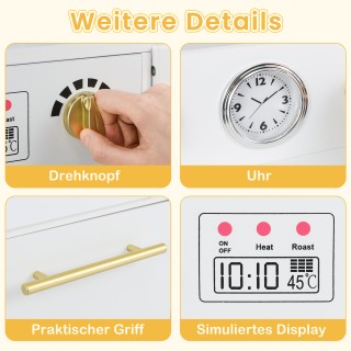 Costway Παιδική Ξύλινη Κουζίνα με Νεροχύτη και Παγομηχανή - Λευκή T...