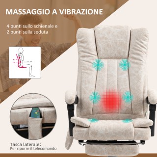 Vinsetto Καρέκλα Γραφείου με Μασάζ και Θέρμανση με Υποπόδιο, από Μι...