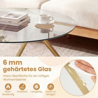 Costway Στρογγυλό τραπεζάκι σαλονιού από σκληρυμένο γυαλί με μεταλλ... Costway Στρογγυλό τραπεζάκι σαλονιού από σκληρυμένο γυαλί με μεταλλ...