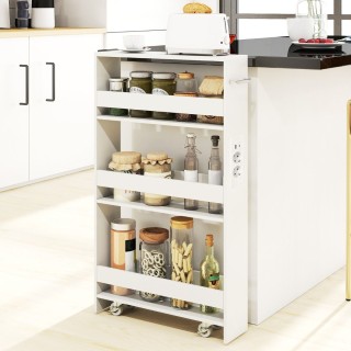 Costway Ραφιέρα Κουζίνας με 4 Ράφια και Σταθμό Φόρτισης σε Ρόδες 80...