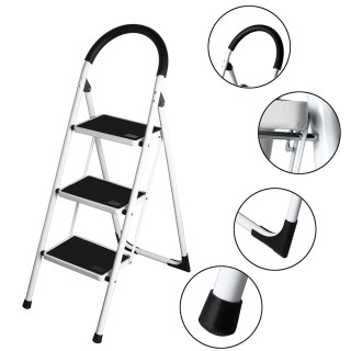 BAKAJI  Σκάλα Αναδιπλούμενη 3 Σκαλοπάτια Αντιολισθητική Σκαμπό Σκαλ...