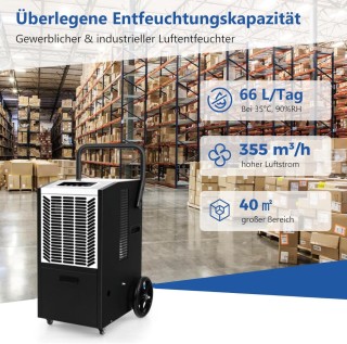 Costway 66L Αφυγραντήρας με Χρονοδιακόπτη 24Ω, Αυτόματη Απόψυξη & Ε...