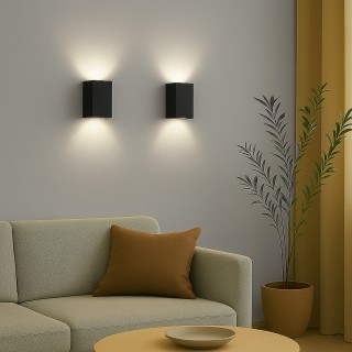 BAKAJI Σετ 2 Απλίκες Τοίχου 2 Led Λάμπα Τοίχου Μαύρο Ψυχρό Λευκό Φω... BAKAJI Σετ 2 Απλίκες Τοίχου 2 Led Λάμπα Τοίχου Μαύρο Ψυχρό Λευκό Φω...