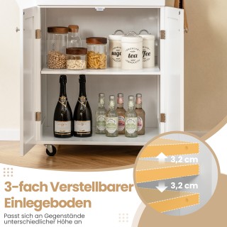 Costway Κινητό Τρόλεϊ Κουζίνας με Συρτάρι, Ράφι Μπαχαρικών και Κρεμ...