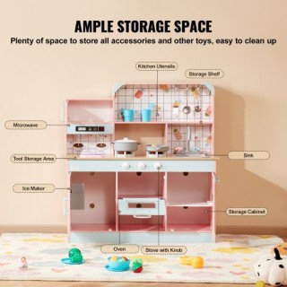 Παιδική Κουζίνα VEVOR με 24 Αξεσουάρ Ροζ  ZTCFWJTZFSYTB3XWQV9