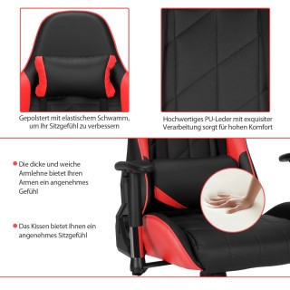 Costway Κάθισμα Gaming Racing Style με Κεφαλοστήριγμα & Μαξιλάρι Μέ...