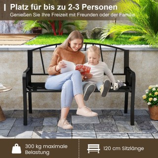 Costway Μεταλλικός Κήπος Διθέσιος Πάγκος με Πλάτη & Μπράτσα Ανθεκτι...