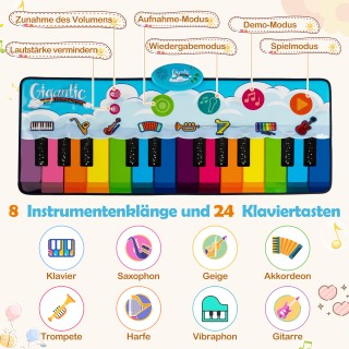 Costway Παιδικό Μουσικό Χαλί Πιάνου με 8 Όργανα και Λειτουργίες Εγγ...