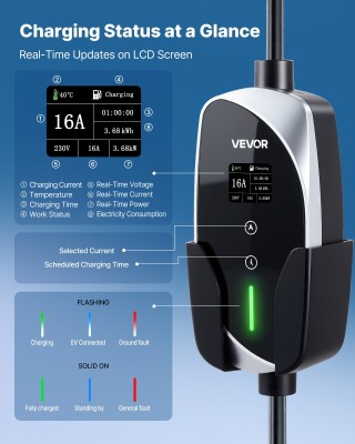 VEVOR Φορητός Φορτιστής Ηλεκτρικών Οχημάτων 3.6 kW, 16A, Τύπου 2, Μ... VEVOR Φορητός Φορτιστής Ηλεκτρικών Οχημάτων 3.6 kW, 16A, Τύπου 2, Μ...