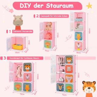 Costway Ντουλάπα Παιδική με 8 Κυβικά & Χώρο Κρεμάσματος – Χαριτωμέν...