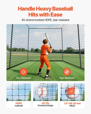 VEVOR Κινούμενο Ορθογώνιο Κρηπίδωμα Μπέιζμπολ με 45-Ply HDPE Δίχτυ ...