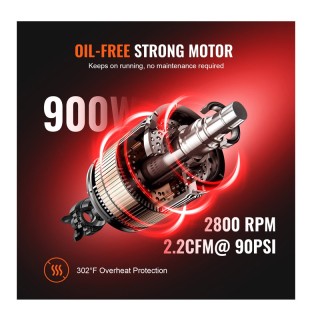 Αεροσυμπιεστής Χωρίς τη Χρήση Λαδιού 8 Lt 900 W VEVOR WSK9L900W220V...