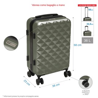 Galileo Σετ 2 βαλίτσες πράσινου στρατιωτικού χρώματος με 4 περιστρε...