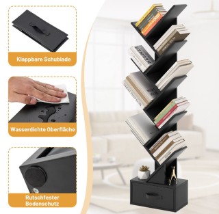 Ξύλινη Επιδαπέδια Ραφιέρα-Βιβλιοθήκη σε Σχήμα Δέντρου 10 Επιπέδων μ...