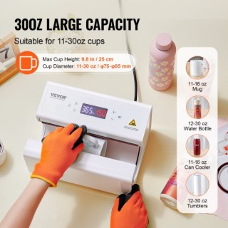 VEVOR Αυτόματο Θερμοπιεστήριο Κούπας 11-30oz Λευκό  ZNKBJ30OZSLBSKY...