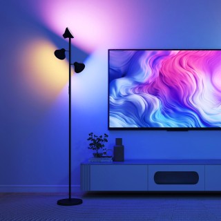 HOMCOM Λάμπα Δαπέδου με 3 Ρυθμιζόμενες Κεφαλές Ανεξάρτητες, Τηλεχει...