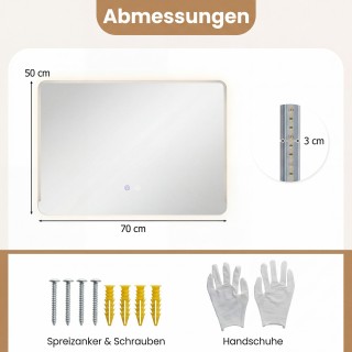 Costway Φωτιζόμενος καθρέφτης μπάνιου LED με αντιθαμβωτική λειτουργ... Costway Φωτιζόμενος καθρέφτης μπάνιου LED με αντιθαμβωτική λειτουργ...