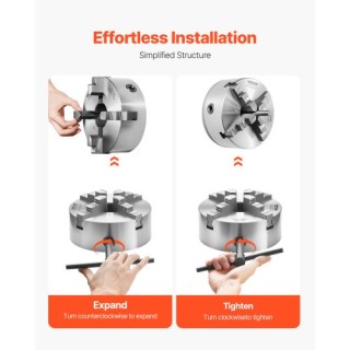 VEVOR Αυτόματο Τσοκ Τόρνου 4 Σιαγόνων με Πλάκα Στήριξης 1 1/2 in-8 ...