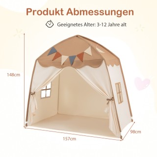 Costway Παιδική Σκηνή Εσωτερικού Χώρου με Σημαίες και Φωτάκια Πριγκ...