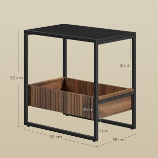 Βοηθητικό Τραπεζάκι 55x35x55cm Μαύρο LET820B43 VASAGLE