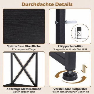 Costway Κονσόλα με 4 Υφασμάτινα Συρτάρια, Ράφι, Μεταλλικό Σκελετό κ...