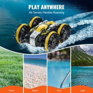 Αμφίβιο Τηλεκατευθυνόμενο Αυτοκίνητο-Σκάφος VEVOR 4WD Κίτρινο  SLLQ...