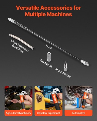 VEVOR Πιστολέτο Γράσου 8000 PSI με Αξεσουάρ για Αυτοκίνητα και Θαλά...