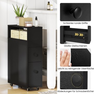 Costway Λεπτή Λευκή Ντουλάπα Μπάνιου με Ρόδες και Αποθηκευτικούς Χώ...