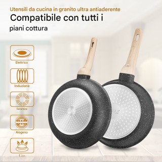 BAKAJI Σετ Μαγειρικών Σκευών 21 Τεμαχίων Μαύρο Χυτοπρεσαριστό Αντικ...